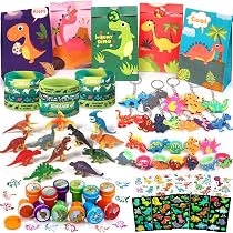50 Stück Dinosaurier Party Mitgebsel – Mit Armbändern, Tattoos, Schlüsselanhängern & Mehr