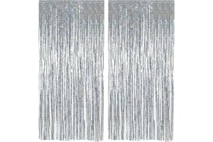 Alaoo lametta-gardin, aluminiumfolie, fransgardin, silver, 2,5 m x 2 st
