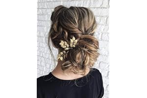 Anglacesmade 3 Épingles à cheveux en forme de feuille d'or et d’argent – accessoire de coiffure pour mariage