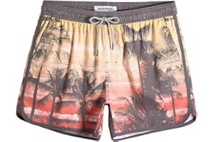 MAAMGIC Costume Uomo Mare Vintage Asciugatura Rapida Costume da Bagno Pantaloncini Corto Swim Trunks con Fodera Rete e 3 Tasche