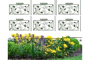 LOSOO Recinzione barriera per Animali - Recinzione da Giardino per Cani | Recinzione Decorativa da Giardino, barriera per Animali con Bordo antiruggine, Bordo Floreale per Decorazioni da Esterno