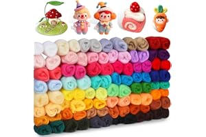Doxiru 48 Farben Filzwolle, 96 Stück Märchenwolle für Nassfilzen- und Trockenfilzen, Filzen Starterset für Anfänger, DIY Nadelfilzarbeiten, Heimdeko, 3g/Packung
