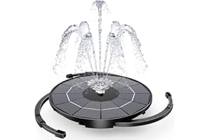‎AMZTIME AMZtime Solar Springbrunnen 3,5W für Außen mit 3M Kabel,Aufrüstung Solarbrunnen für Draussen mit 8 Fontänenstile Solar Teichpumpe mit Feste Teleskophalterung für Garten,Teich,Vogelbad,DIY Wasserspiel