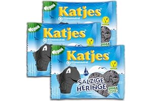 GIAEYHM Katjes Salty Pegs, 3 x 175 g, Liquorice, Sugared