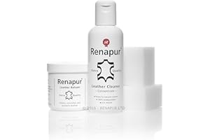 Renapur Leather Care Kit - 200ml Leather Balm, 250ml Leather Cleaner & 4 Applicators - Leather Sofa, Shoe, Bags, Car Seats, Saddlery & Tack - Clean & Feed Kit - Leather Restorer, Softener & Protector