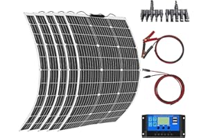 Aysolar 500W 12V Kit Paneles Solares Flexibles 5x100W 18V Monocristalino Placa Solar y 50A Controlador de Cargador para Caravana, RV, Furgonetas, Barco,Yate,carga de Baterías