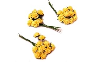 Tumdee Miniatures Dolls House Miniature Set of 3 Bunches of 10 Yellow Paper Roses Garden Accessory E