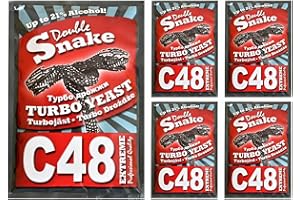 ALCOTEC HUGBERT Turbohefe Double Snake C48 Vodka Alkohol Gärhefe Weinhefe Brennhefe 21%, 5 Stück