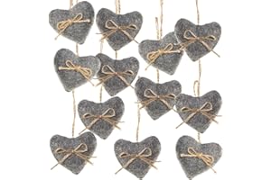 Logbuch-Verlag - Pendenti a forma di cuore in feltro, colore grigio, da appendere, per Pasqua e San Valentino, 12 pezzi