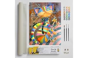 DonElton Pintar por Números para adultos Animales - 40x50 cm Kits de pintura con Pinceles, colores acrílicos y lienzo de lino, Sin marco - Regalo creativo (Gato)