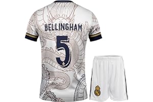 KISRAS R. Madrid Jude Bellingham #5 Heim Retro Black Dragon Limitierte Sonderedition Seltenes Fußball Kinder Trikot Shorts Set Jugendgrößen