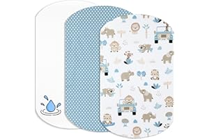 Lovely Hippo Lenzuola Next to Me 3PZ - 2 Lenzuola Cotone + 1 Coprimaterasso Assorbente Materasso Next to me (Safari Blu, 60 x 80 cm)