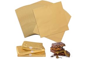 JOJOLIFE 50 fogli di carta da imballaggio in oro, carta per Dubai Cioccolatini, 30×30cm, include 60 adesivi di chiusura, adatta per caramelle,confezioni regalo stile Dubai,DIY artigianal (griglia fine)