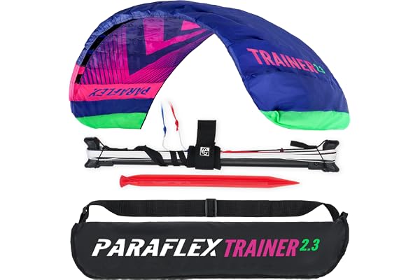 Wolkenstürmer Paraflex Trainer 2.3 – Flygande 3-liters tränardrake med träningsbar och Dyneema-snören – 230 cm styrmatta och vindtränare