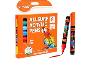 YPLUS Acrylic Paint Pens for Kids, Permanent Fabric Markers Waterproof, Acrylic Markers Painting for Rock Clothes Wood and More - 8 Colours