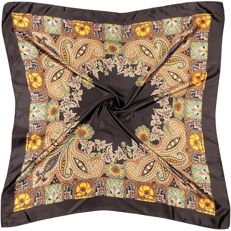 Foulard Carré Vintage En Soie - Motif Floral Multicolore - Fabriqué En Italie