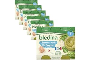 Blédina - Petits pots pour bébé - Légumes verts Riz Saumon du Pacifique - 70% d'ingrédients Français - Dès 6 mois - 12 pots de 200g