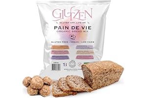 Préparation pour Pain Sans Gluten Bio GLUTZEN, Sans Machine à Pain. Mix Pain Complet Low Carb. Pain de Graines Nutritif Sain Prêt en 3Min. Cœliaque, IG Bas, Keto, Vegan, Sans Allergènes. (1X250g)