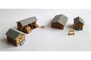 Outland Models Train Train Ferme Abri de jardin Maison de campagne Cottage Set N Scale
