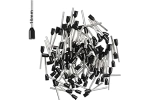 Afeld Elektro Terminales de cable de 1,50 mm², color negro, aislado, longitud total: 18 mm, longitud total: 25,2 mm, 100 unidades para conductores de alambre fino y fino