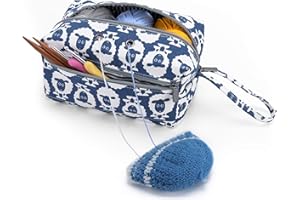 Luxja Bag for wool, handmade bag, crochet, knitting bag for yarn strands, crochet hooks, knitting needles (up to 8 inches) and other small accessories