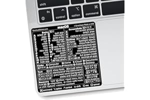 Synerlogic Mac OS (M1+Intel) Raccourcis clavier, autocollant vinyle noir, adhésif sans résidu, compatible avec n'importe quel MacBook Air Pro iMac Mini