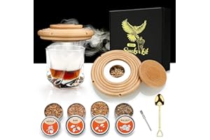 ‎TMEOIIPY Cocktail Smoker Kit, Cocktail-Räucherset mit 4 Holzchips, Geschenke für Männer, Old Fashioned Whiskey Smoker Drinks Kit, Cocktail Zubehör Für Whiskey, Getränke, Kaffee, Bourbon, Fleisch-Buche