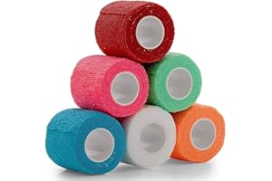 MEDCA Vet Wrap - (Pack of 6-2 inch x 5 Yard Rolls) Self Adherent Wrap Cohesive Compression Bandage and Medical Gauze Bandage Roll Tape for Dogs, Cats, Horses - Assorted Colors
