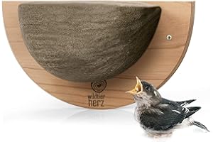 WILDTIER HERZ cuore di animale selvatico I Nido di rondine, ausilio per la nidificazione della natura per rondini in legno massello e terra fangosa realistica - non trattato, resistente alle intemperie