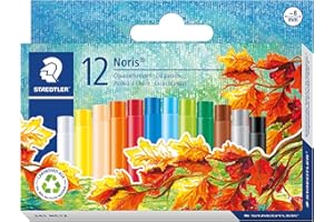 Staedtler Noris - Pastelli a Olio Resistenti all'Acqua, Set di Pastelli Colorati Ideali per Pittura, Disegno e Lavoretti Artistici, Colori a Olio Brillanti Adatti su Quasi Tutte le Superfici, 12Pezzi