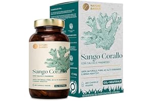 Nature Basics® Sango Coral in barattolo | 180 capsule vegane - 2 mesi di fornitura | 3.300 mg di polvere di Sango Coral, di cui 660 mg di calcio e 330 mg di magnesio per dose giornaliera | CO-neutrale