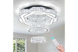 ‎FRIXCHUR FRIXCHUR 22,4 Zoll Moderner Kristall-Kronleuchter, LED-Kronleuchter, Verstellbare Ringbeleuchtung, Unterputz-Deckenleuchte für Wohnzimmer, Schlafzimmer, Esszimmer (Dimmbar)