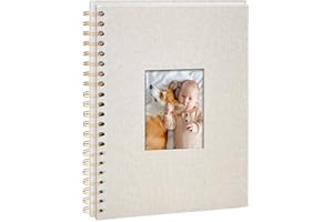 Vienrose Album Photo Scrapbooking en Lin, 28 x 20,5 cm, Album Photos Vide avec 80 Pages DIY Livre Photo pour Les Voyages en Famille, Mariage, Noël, Beige