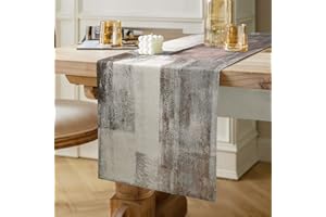 Hanrunsi Tischläufer Grau im Landhausstil Tischläufer Retro Verdicken Doppelschicht Sackleinen Leinen Dekoratives Tuch für Couchtisch, Weihnachtsfeiern, Hochzeiten, Events, Wohnkultur 40 cm x 140 cm
