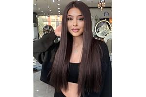 VEBONNY Chocolate Brown Lace Front Wigs for Women Glueless Brown Wig with Middle Part Straight Hair Wigs 22 inch VEBONNY-028-NEW