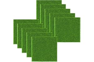 HASLED 10 Piezas Mini Césped Artificial 15x15 cm - Tapetes Jardinería Realista Rollos de Cesped Artificial para Decoración, Casa Muñecas, Terrarios y DIY