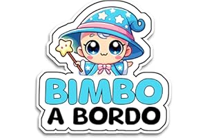BRATIKI Bimbo a Bordo per Auto, Mago Bambino 16 x 16 cm, Baby on Board Adesivo Auto, Adesivo Bimbo a Bordo per Auto Resistente agli UV e Impermeabile, Diamond Sticker Adesivo Auto