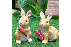 ‎TETSMG TETSMG Gartendeko Figuren Osterdeko Gartenfigur Osterhase Gartenzwerge Gartenfiguren aus Kunstharz Gartenwichtel Gartenfiguren für Außen, Harz Tier Statue Dekoration (2 Kaninchen)
