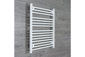 companyblue 700mm wide x 800mm high Heated Towel Rail Straight Flat White Bathroom Warmer Radiator Rack Central Heating