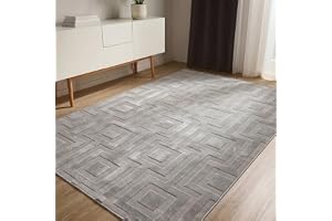 benuta Basic Matta Claire - Grå 200x300 cm - Minimalistisk geometrisk retro vardagsrum - Lättskött - Lämplig för golvvärme