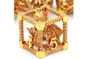 HNCCESG Set di 7 dadi in metallo per DND, Dungeons and Dragons, set di dadi poliedrici per giochi di ruolo, idea regalo per giochi di ruolo (rosso oro)