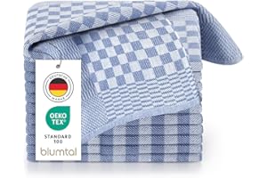 Blumtal 5er Set Premium Geschirrtücher - Hochwertige Geschirrhandtücher, 100% Baumwolle, Oeko-TEX® Zertifiziert, blau kariert, 50x70cm