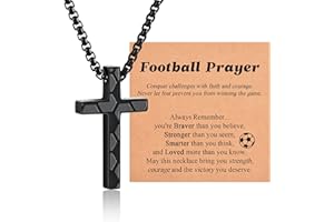 SHUXIN Football Gifts for Boys, Boys Football Cross Chain Necklace, Birthday Christmas Graduation Christening Presents for Teenage Boy, Xmas Stocking Fillers for Son Grandson Nephew