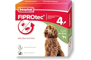 Beaphar - FIPROtec Spot-On for Large Dogs (20–40kg) - Kills Fleas & Ticks - Vet Strength Treatment - 4 Pipettes