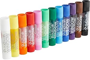 Playcolor Sticks de Peinture Gouache Solide 10g pour Fenêtre, Céramique ou Miroir - 12 Couleurs Assorties - Window One 02011