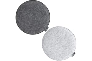 DuneDesign 2 Cuscini di Feltro per Sedie Ø35cm Tondo Grosso 30mm Bicolore Grigio
