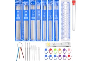 Aiguilles à Tricoter Acier Inoxydable, 20 cm Aiguilles à Tricoter Double Pointe pour Chapeau Chaussette Débutants Adultes - 2mm 2,5mm 3mm 3,5mm 4mm 4,5mm 5mm