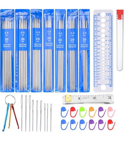 Set Di 44 Ferri Da Maglia Dritti A Doppia Punta In Acciaio Inossidabile - 11 Dimensioni Da 1,5 Mm A 5 Mm, Lunghi 36 Cm, Per Maglioni, Sciarpe, Calzini, Ideale Per Principianti - 2