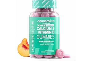 Calcium et à la Vitamine D3 K2 – 400 mg de Calcium – Sans Gluten – 1 Mois d'Approvisionnement – Vitamines de Calcium, Vitamine D & Vitamine K2 – Muscles et Os Sains - 60 Gummies - Novomins