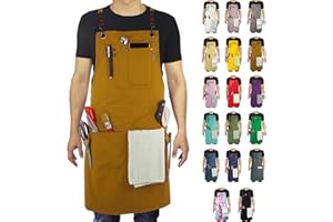 Stenffy Kitchen Apron, Cotton Canvas, Adjustable Cross Back, Artist, Painting, Carpenter Work Apron for Men, Women, Plus Size